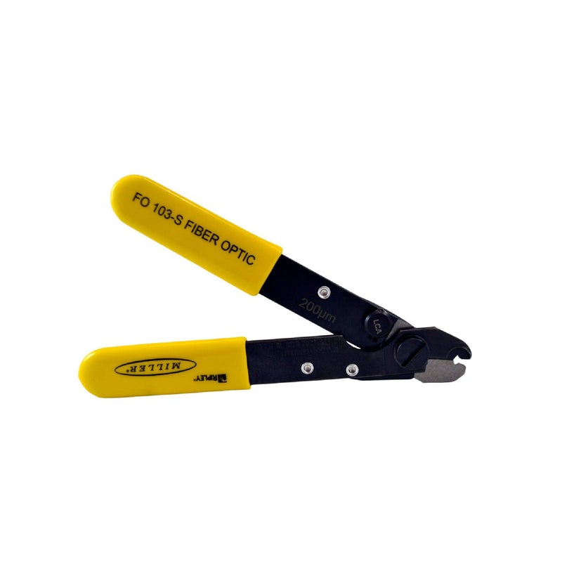Miller FO 103-S-200 Series Single Hole Fiber Optic Stripper for Working Technicians, Electricians, and Installers, V-Shaped Opening, Safe Cable Tool, Easily Portable Wire Stripper, 2.88 Ounces - Image 1